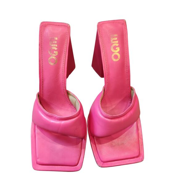 EGO Hot Pink Square Toe Slide On Heels Size 9 (Uk7) - Picture 2 of 5